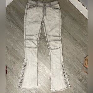 free people grey distressed flared jean